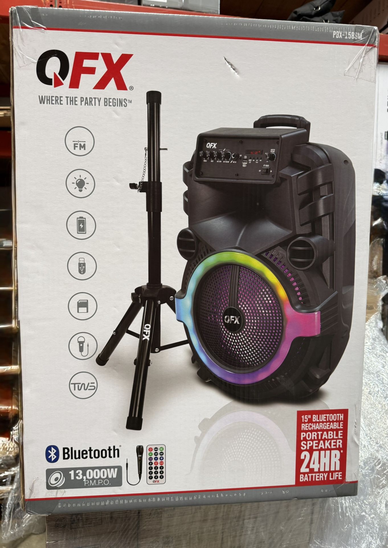 QFX15” Bluetooth Speakers With wired microphone, stand, wireless remote Control  🎶🎙️🎶🎶
