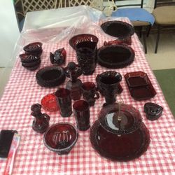 30 Pieces from Vintage Avon 1876 Cape Cod Ruby Red Glass Collection