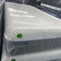 TWIN XL GEL MEMORY FOAM HYBRID MATTRESS & BOX SPRING BED SET