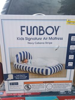 Funboy Kids Signature Air Mattress Navy Cabana Stripe