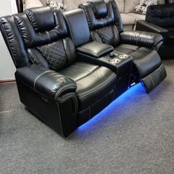 New Encore Black Power Reclining Living Room Sofa And Loveseat With Chair Includes Free Delivery