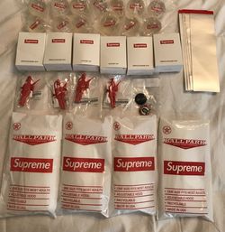 Supreme Accessories, Stickers, Poncho, BOGO Ball, Shower cap, Paratrooper, Buttons