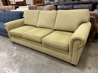 ETHAN ALLEN Tan 3 Seat Sofa with English Rolled Arms