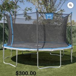Bounce Pro 14’ Trampoline W/ Skyslam Basketball Station 