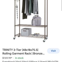 TRINITY Bronze Rolling Garment Rack