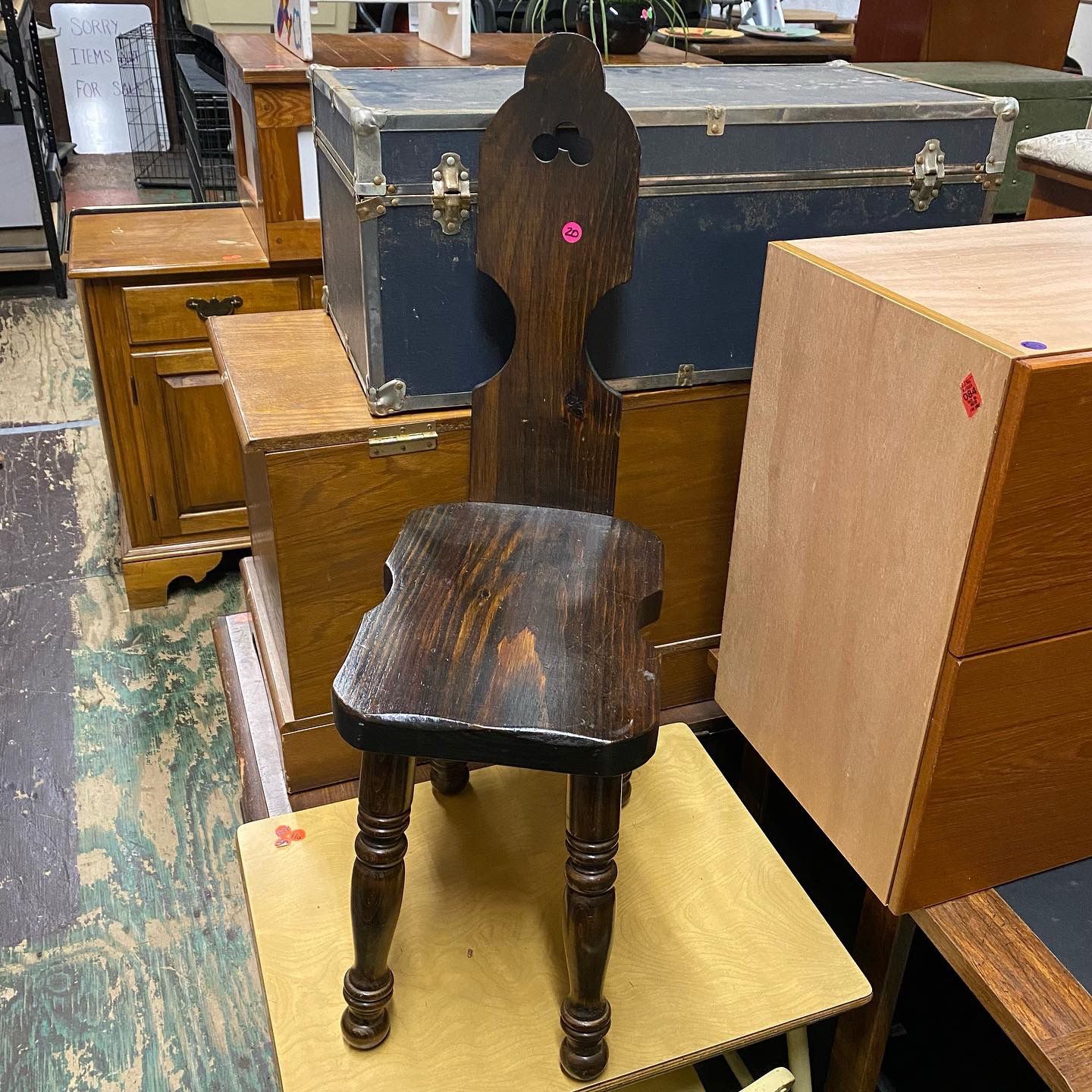 Vintage Wooden Children’s Chair in Dark Finish. $20. 