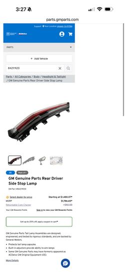 2015-2020 Cadillac Escalade left rear tail light