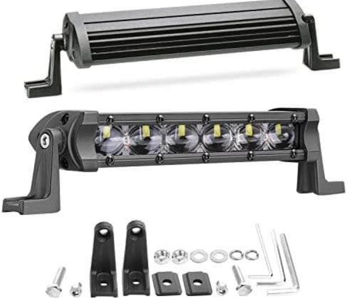 NEW! 6 Inch Led Light Bar, 2PCS Ultra-Slim 96W 9600 Lumens Single Row Led Light Bar Flood Beam Off
