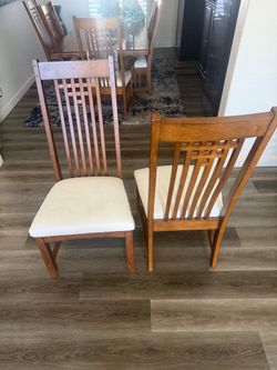 Set of 6 Solid Wood Mission-Style Dining Chairs – $375