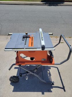 Ridgid 10" Table Saw (R4513) with Rolling Stand & Premium Blades - Complete Setup
