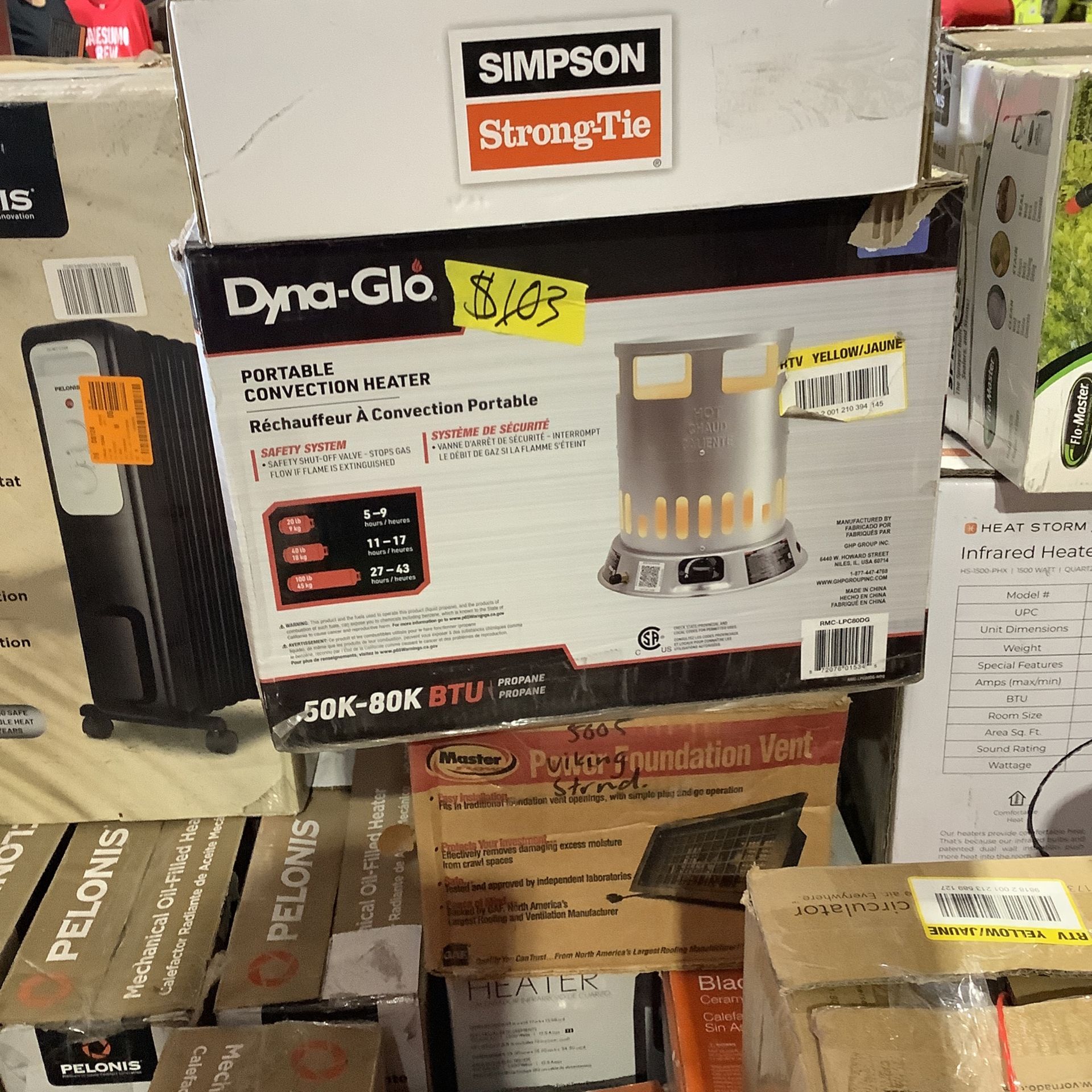 Dyna-Glo 50K-80K BTU Convection Propane Tower Portable Heater