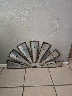 Galvanized Metal Windmill Wall Decor 29" W x 15" H