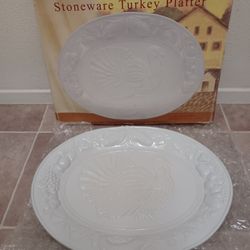 Harvest Vintage Ceramic Stoneware Platter by Cresco 18" Turkey Serving Tray
