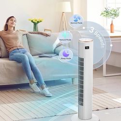 Tower Fan for Bedroom, Quiet Oscillating Floor Fans with 70°, Remote Control, 3 Modes, 3 Speeds, 12H Timer, 30" Bladeless Standing Fan for H