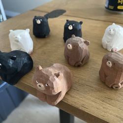 Hand Carved Wooden Bears