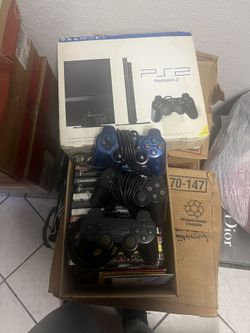 Play Station 2 With 2 Controllers & 19 Games
