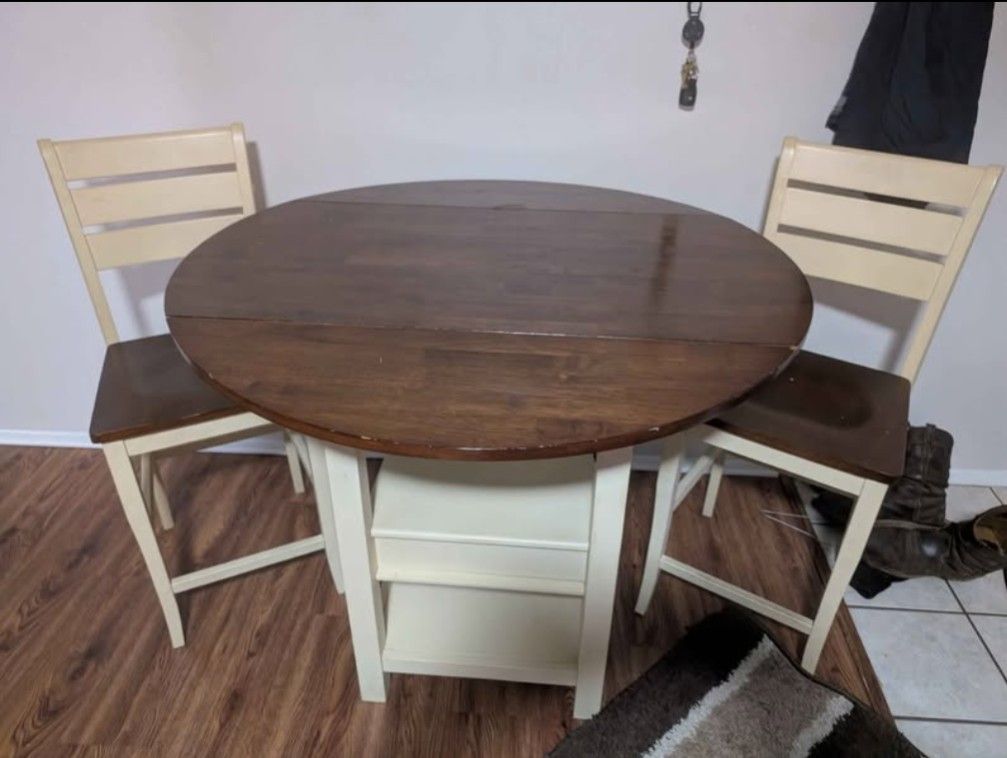 Table Two chairs And Microwave Hutch