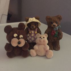 Small Bear Figurine Collection - 4 Figures Crafting