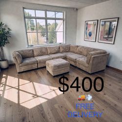 ASHLEY FURNITURE 7- PIECE BROWN MODULAR SECTIONAL (FREE DELIVERY) (CLIFTON HEIGHTS PA 19018)