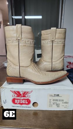 9 Men's Western Cowboy Romper Boots Armadillo Tan/Natural $120 obo