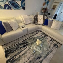 White Leather Electric Reclaiming Sofa
