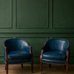 Vintage Made In USA  Leather Club Chairs