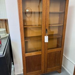 Antique cabinet two glass door framed