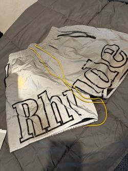 Rhude Reflective Shorts with Yellow Drawstring