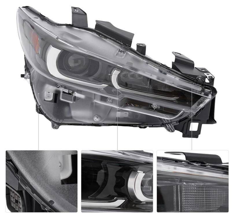 Headlight for 2022-24 Mazda CX-5 (right passenger) New Front LED Headlamp Replacement W/Bulb Clear Lens KPF151040, KPF1-51-040 KPF151030, KP