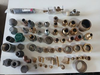 Assortment of Brass Fittings, AN Tapered Fittings Black Pipe and Aluminum Lot