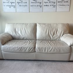 Cream Leather Couch