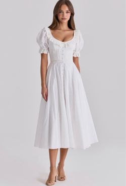 House of CB BELLA White Broderie Anglais Babydoll Midi Dress