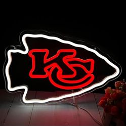 Rugby Football Sports Neon Sign Suitable for Chiefs KC Logo for Wall Decor USB Powered Dimmable Led Light Up Signs for Game Room Men Cave Home Bar Dec