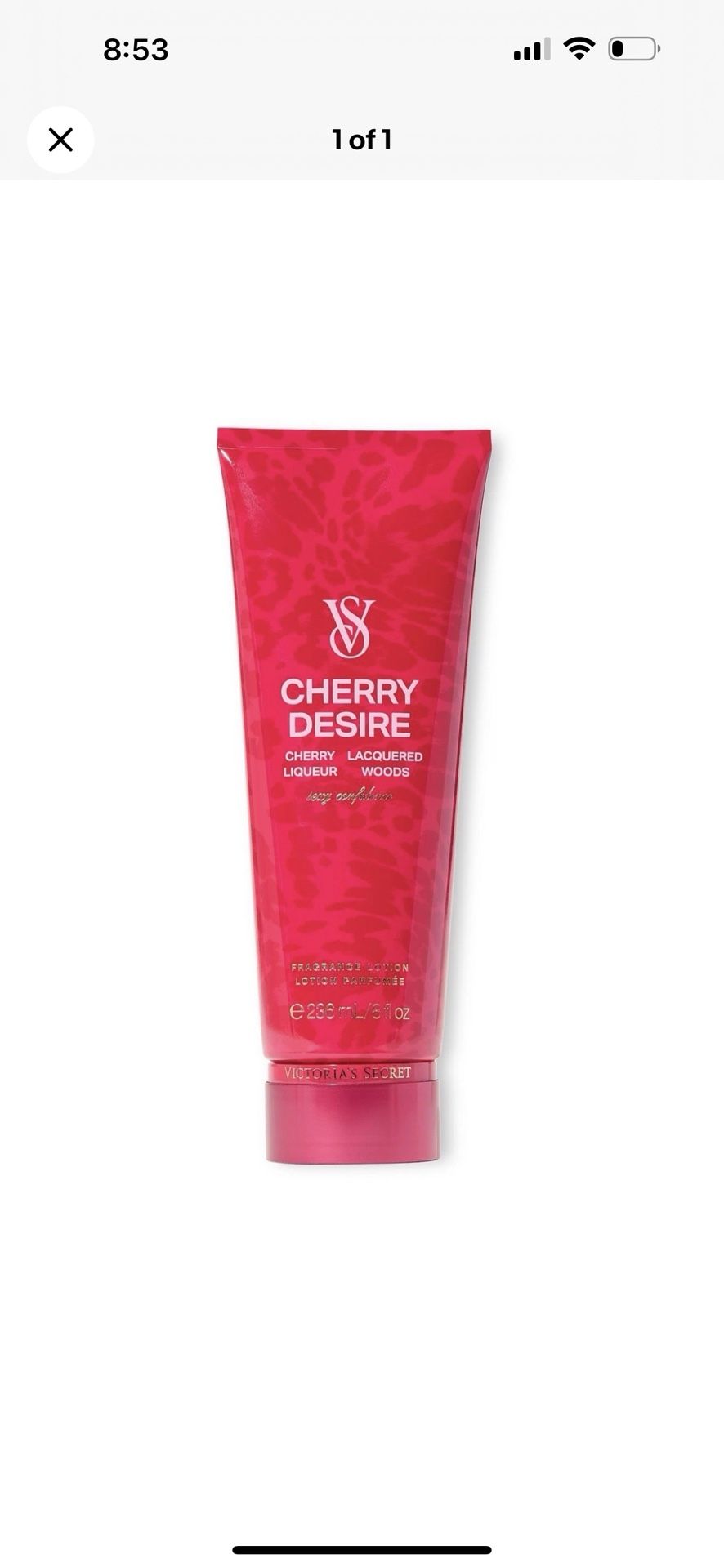 NEW 1 VICTORIA'S SECRET CHERRY DESIRE FRAGRANCE BODY LOTION 8 FL OZ