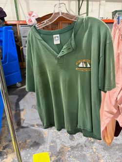 Men's Green Key West Schooner Wharf Henley Shirt Size L