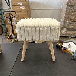 Beige Ottoman w/ Wood Legs (Multiple Available  - Price is Per)