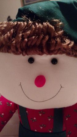 LARGE HAPPY ELF. DECORATION. FABRIC STUFFED