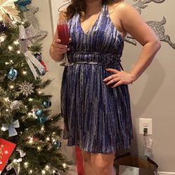 Halter navy Blue Dress