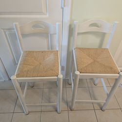 2 White Counter Height Stools 
