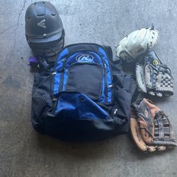Girls Softball Backpack Helmet And Gloves 