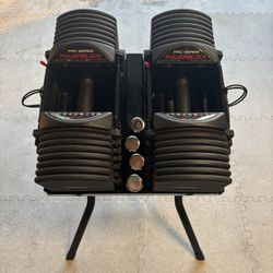 PowerBlock Pro Exp Dumbbells 5-90 Lbs and Stand