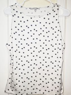 Cat Pattern White Tank Top Sleepwear Size Large