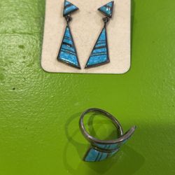 Turquoise earrings And Ring