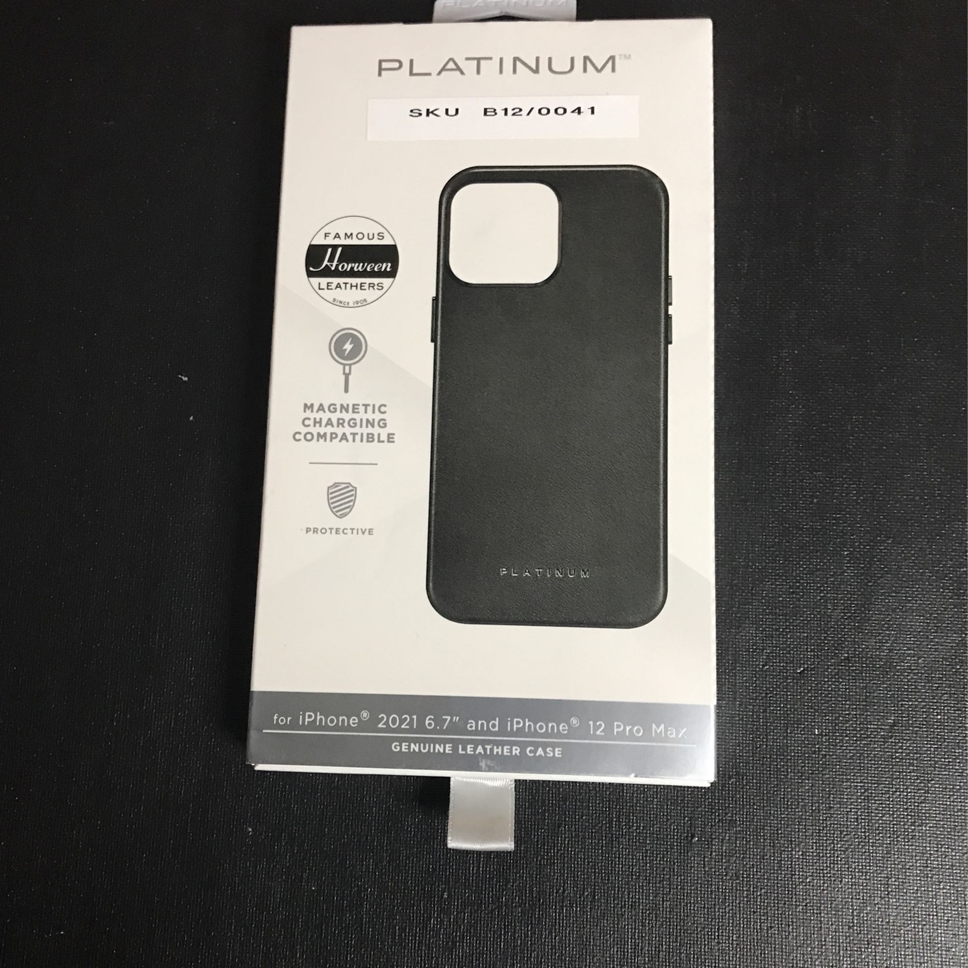 Platinum Horween Leather Case for iPhone 12/13 Pro Max Black