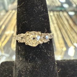 14KT White Gold Ring W/ Euro Cut Diamonds 40344-3