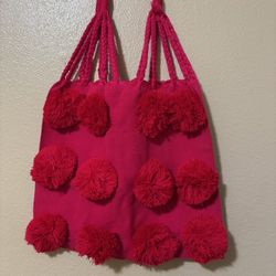 Handmade Pom Pom Tote Bag