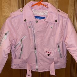 Girls Pink Leather Jacket 
