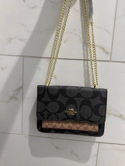 Coach Signature Crossbody Bag with Gold Chain