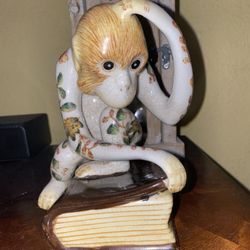 Vintage Thinking Monkey On Book