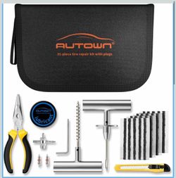 Flat Tire Repair Kit with Plugs 31 Pcs for Car, Motorcycle, ATV, Jeep, Truck, Tractor Flat Tire Puncture Repair
